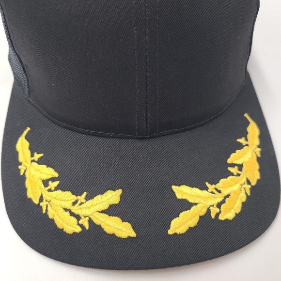 Vintage Blank Scrambled Eggs Trucker Hat Snapback (Fits Small) Mesh Black Gold - Picture 3 of 12